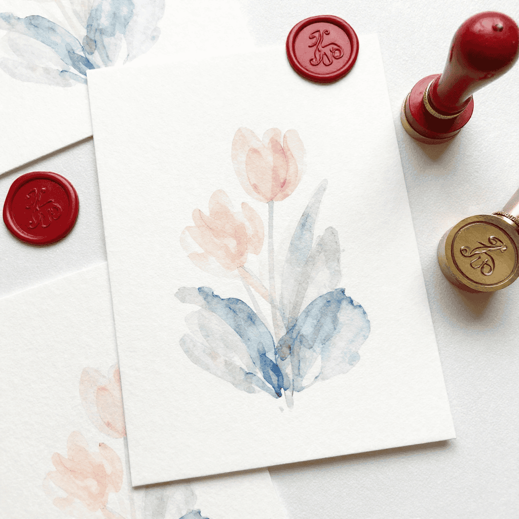 Soft blush pink handmade card with delicate textures